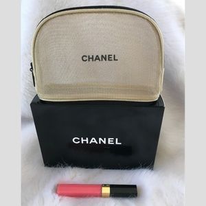 CHANEL Gold Makeup Case Clutch & Amour Lip Gloss